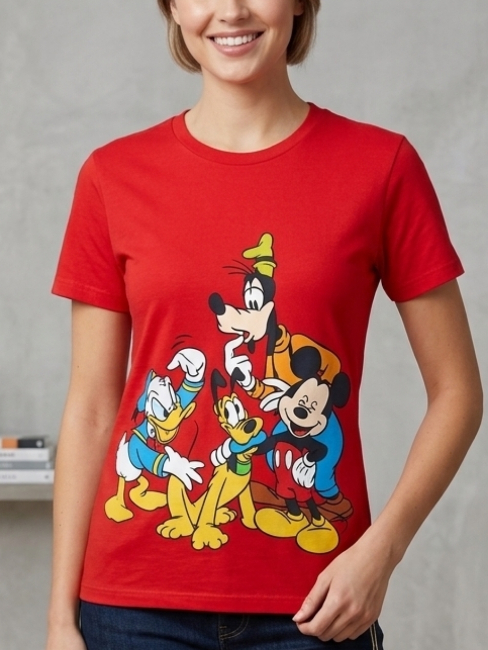 5 For $25✨️New Disney Red Shirt Mickey Mouse Pluto Kids Medium, Womens xs-small